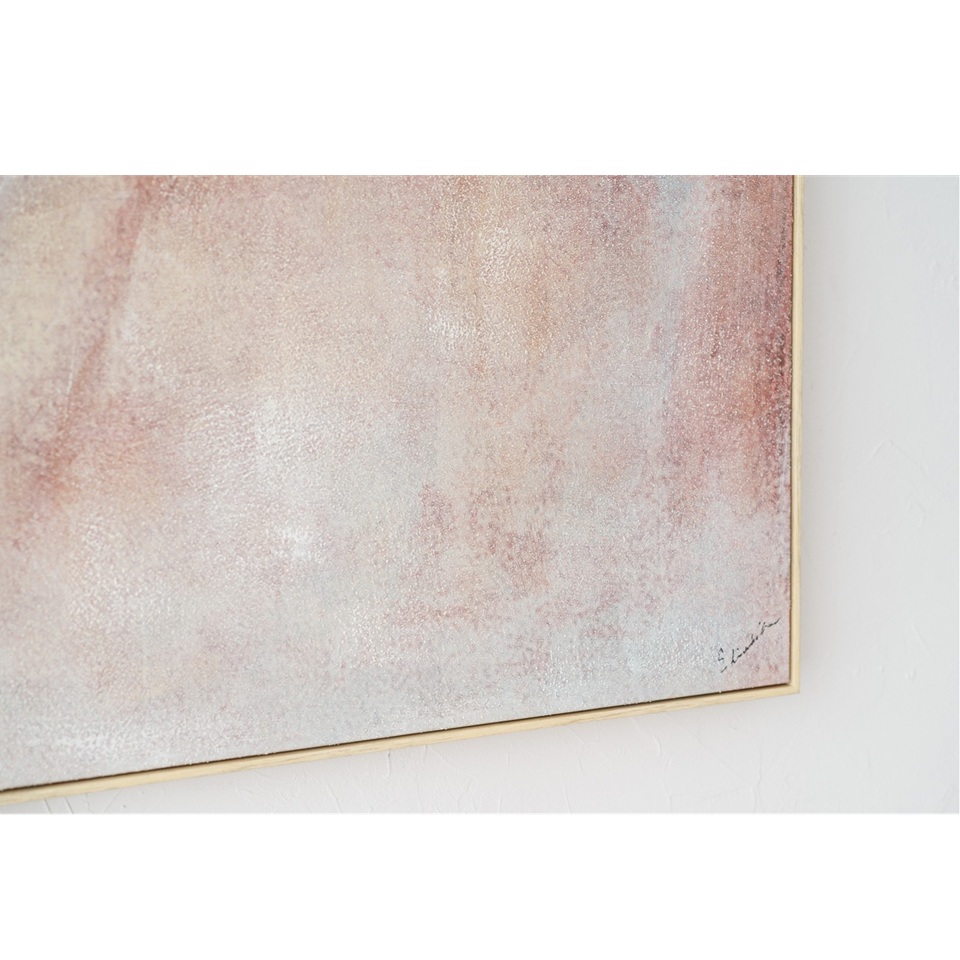 34SI25658 Cuadro abstracto VEL N.1 100x130 tonos ocre, naranja, gris con marco madera natural