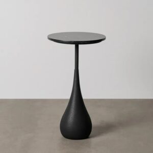 615260 Mesa auxiliar redonda diseño vintage Art Decó 35 hierro y sobre de mármol negro