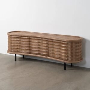 615639 Aparador de diseño rústico 168 madera de mango con tallas forma curva