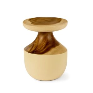 9470108 Taburete bajo de diseño rústico Ø35 madera de suar natural