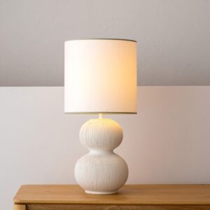 SP25712B Lámpara de sobremesa diseño moderno SERA 70 cerámica blanco y pantalla con ribete