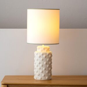SP25713 Lámpara de sobremesa diseño moderno NOELA 60 cerámica blanco y pantalla con ribete