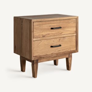 35018 Mesita de noche diseño rústico COTARD 61 madera reciclada natural envejecido