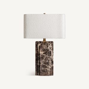 35648 Lámpara de sobremesa diseño Art Decó 66 mármol, hierro y pantalla bouclé blanco