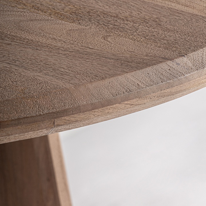 36434 Mesa de comedor redonda diseño rústico ARDOIX 150 madera de mango natural