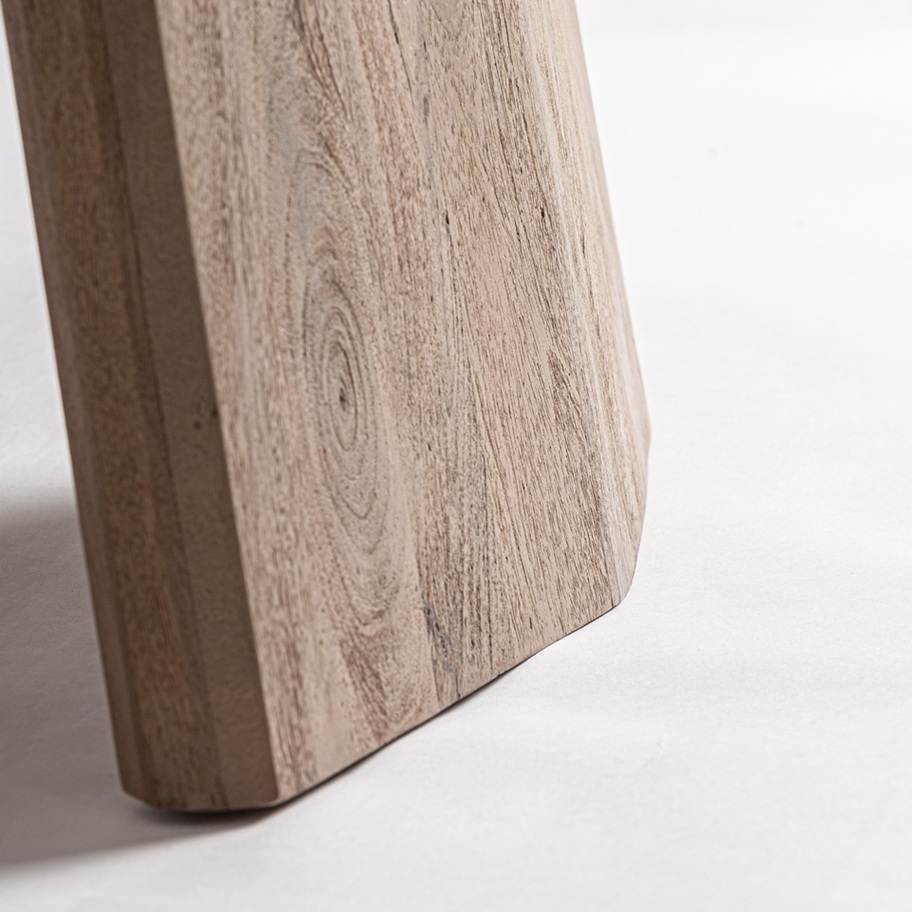 36434 Mesa de comedor redonda diseño rústico ARDOIX 150 madera de mango natural